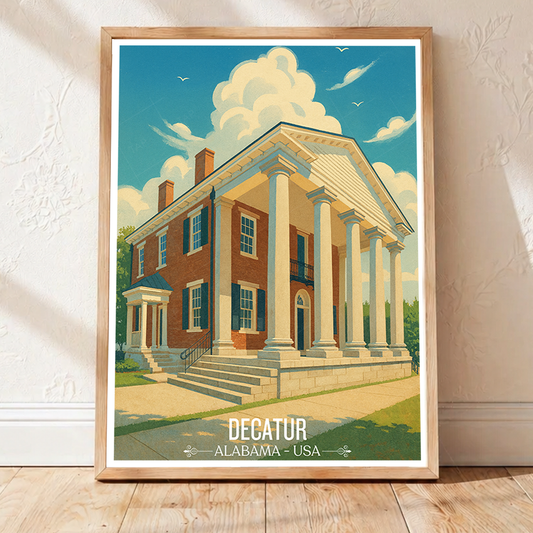 Decatur - Alabama USA - Travel Wall Art Deco Poster Print - Art Print - Travel Art Poster
