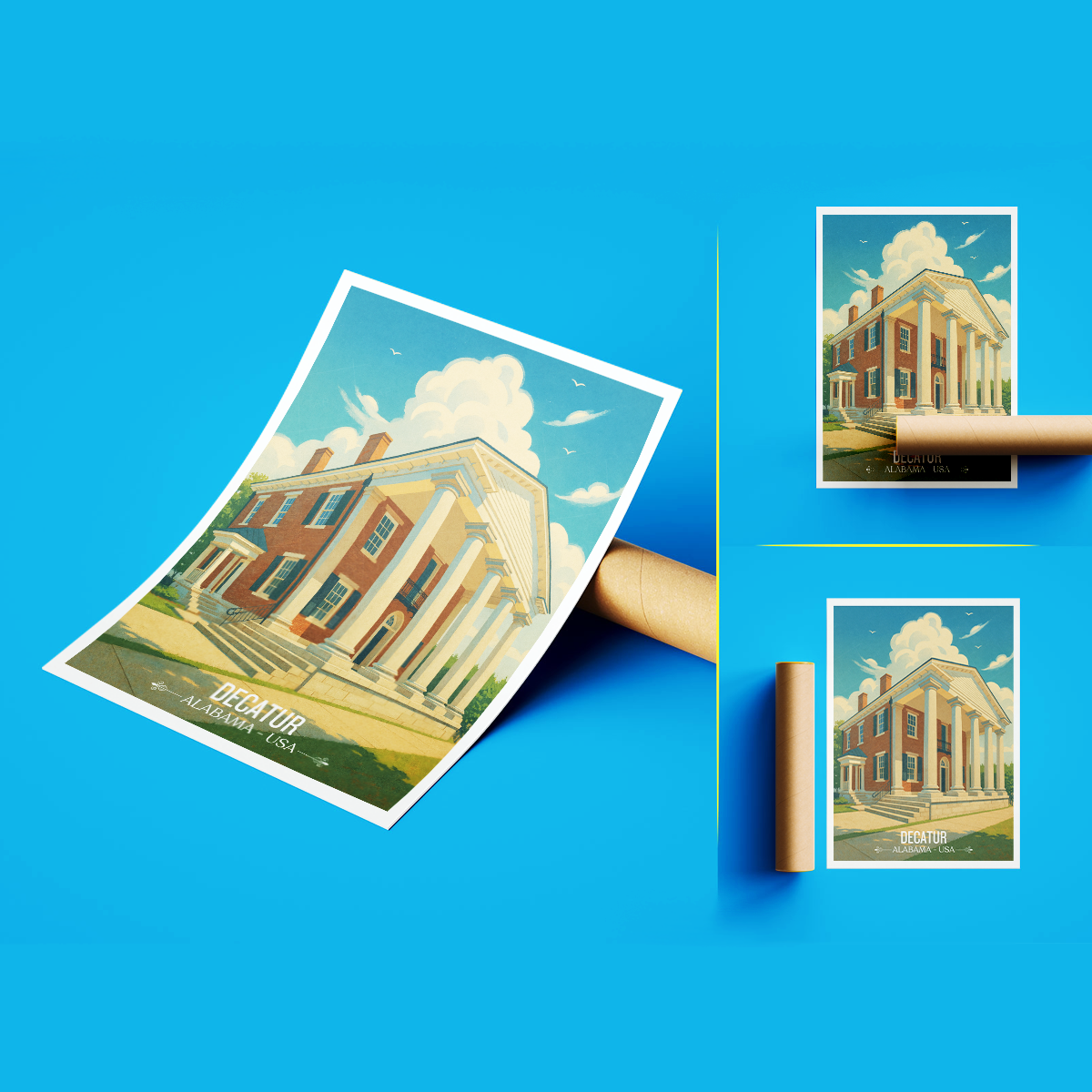 Decatur - Alabama USA - Travel Wall Art Deco Poster Print