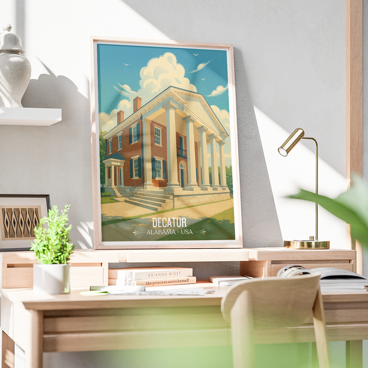Decatur - Alabama USA - Travel Wall Art Deco Poster Print