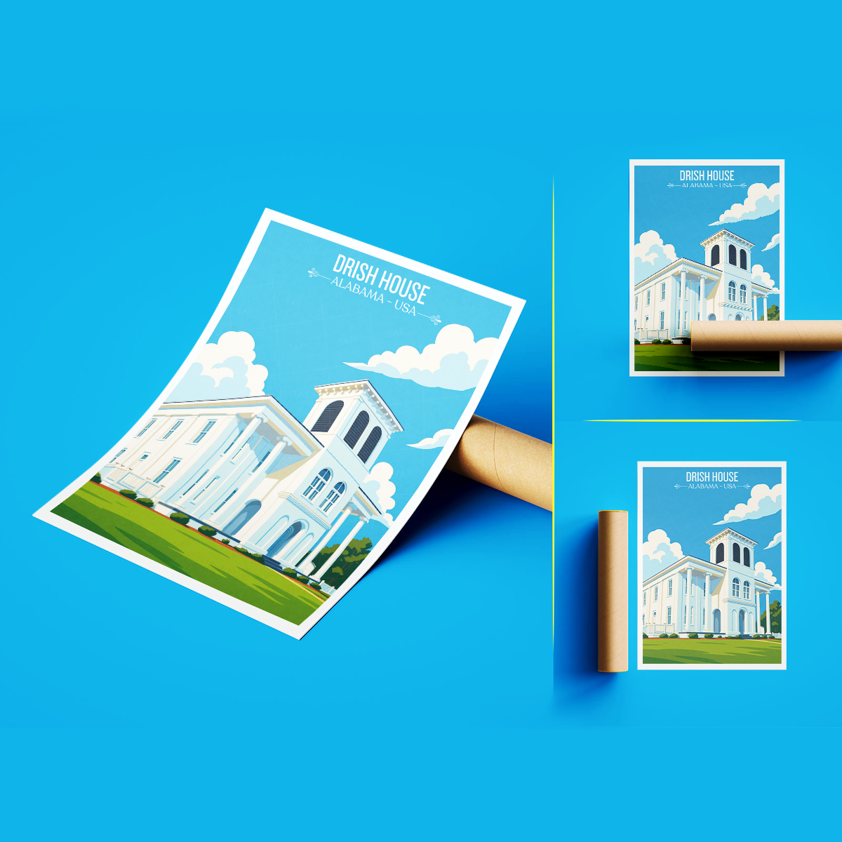 Drish House - Alabama USA - Travel Wall Art Deco Poster Print