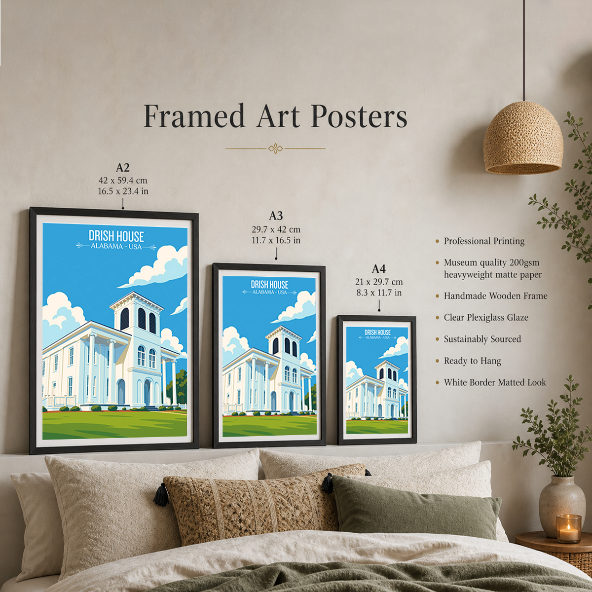 Drish House - Alabama USA - Travel Wall Art Deco Poster Print
