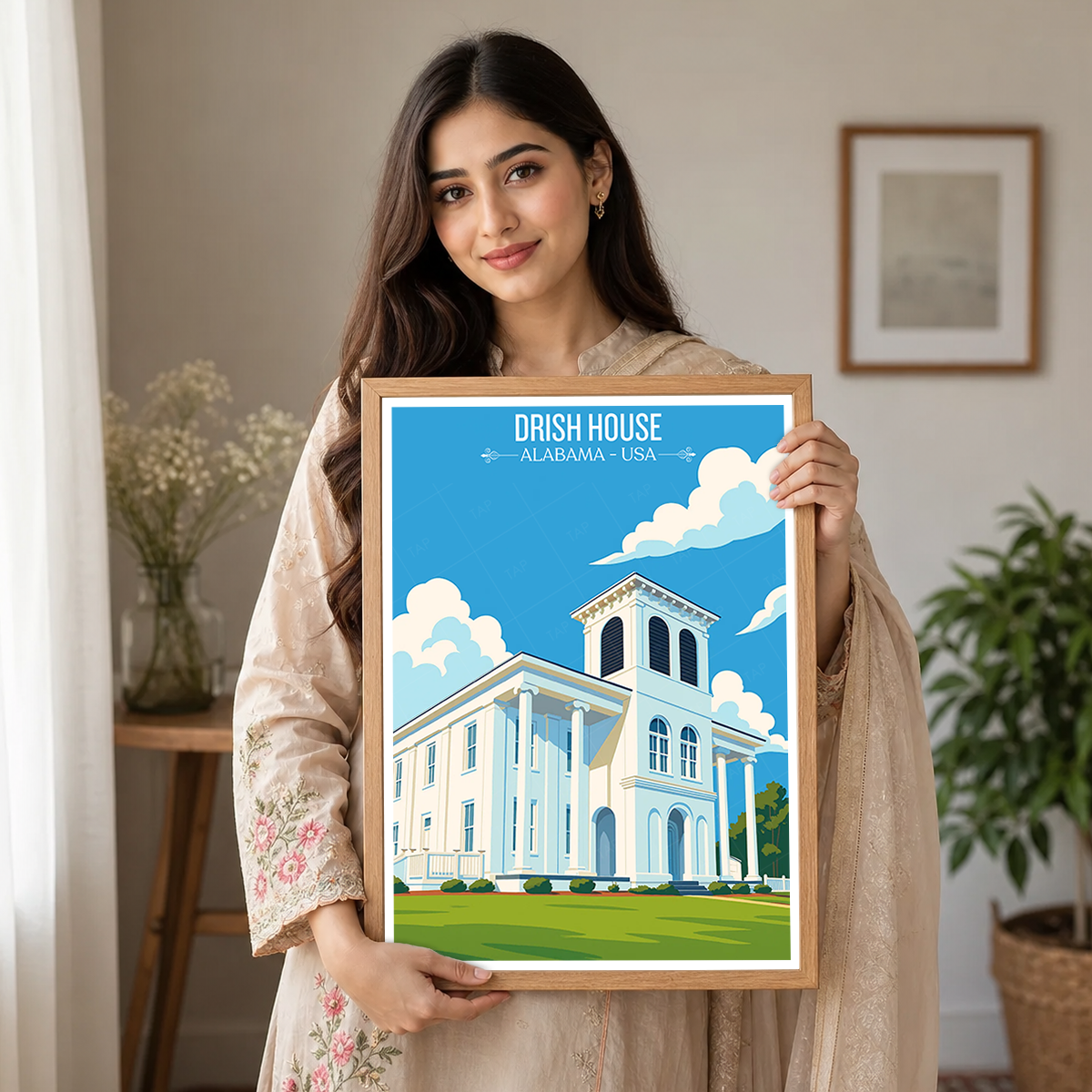 Drish House - Alabama USA - Travel Wall Art Deco Poster Print