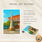 Eufaula - Alabama USA - Travel Wall Art Deco Poster Print