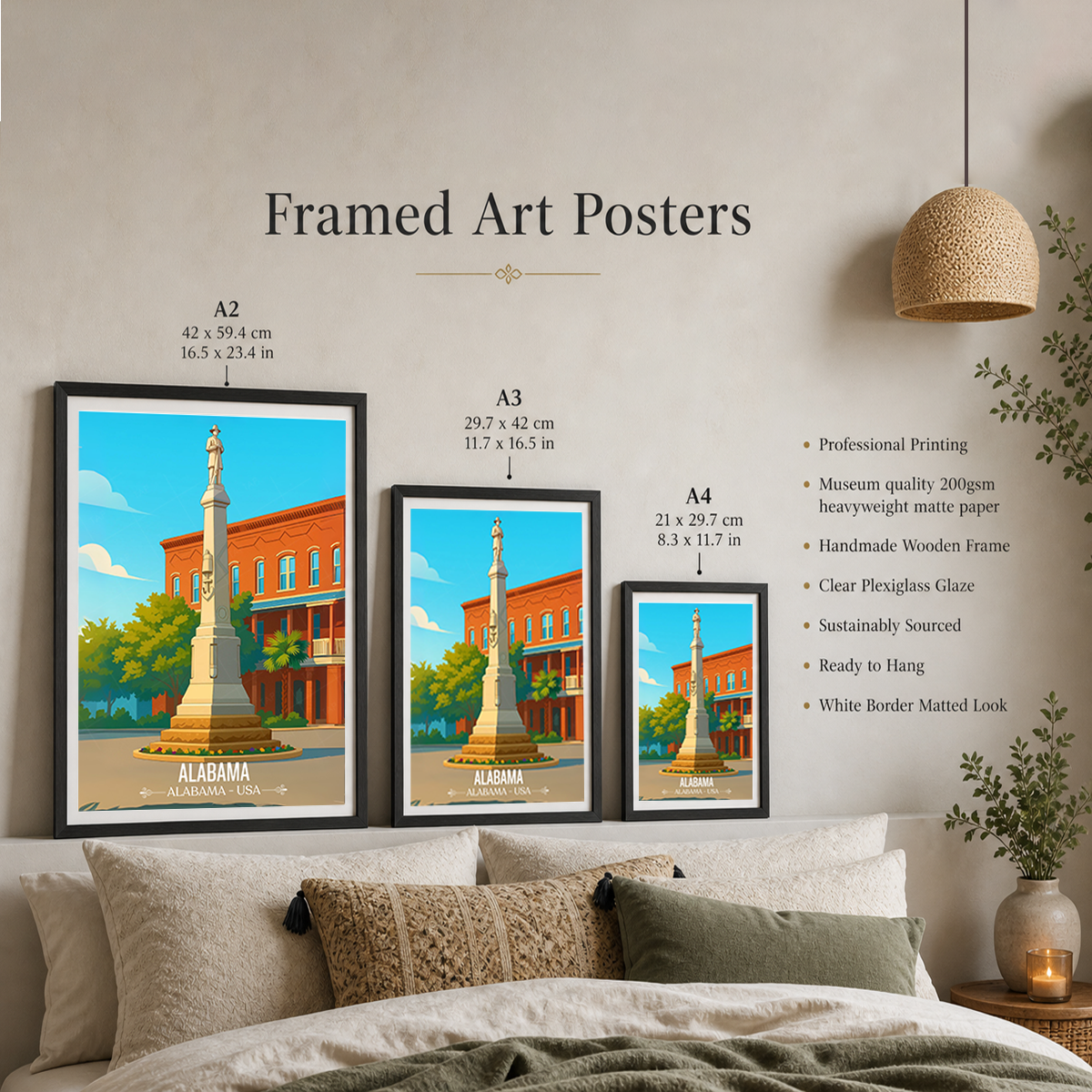 Eufaula - Alabama USA - Travel Wall Art Deco Poster Print