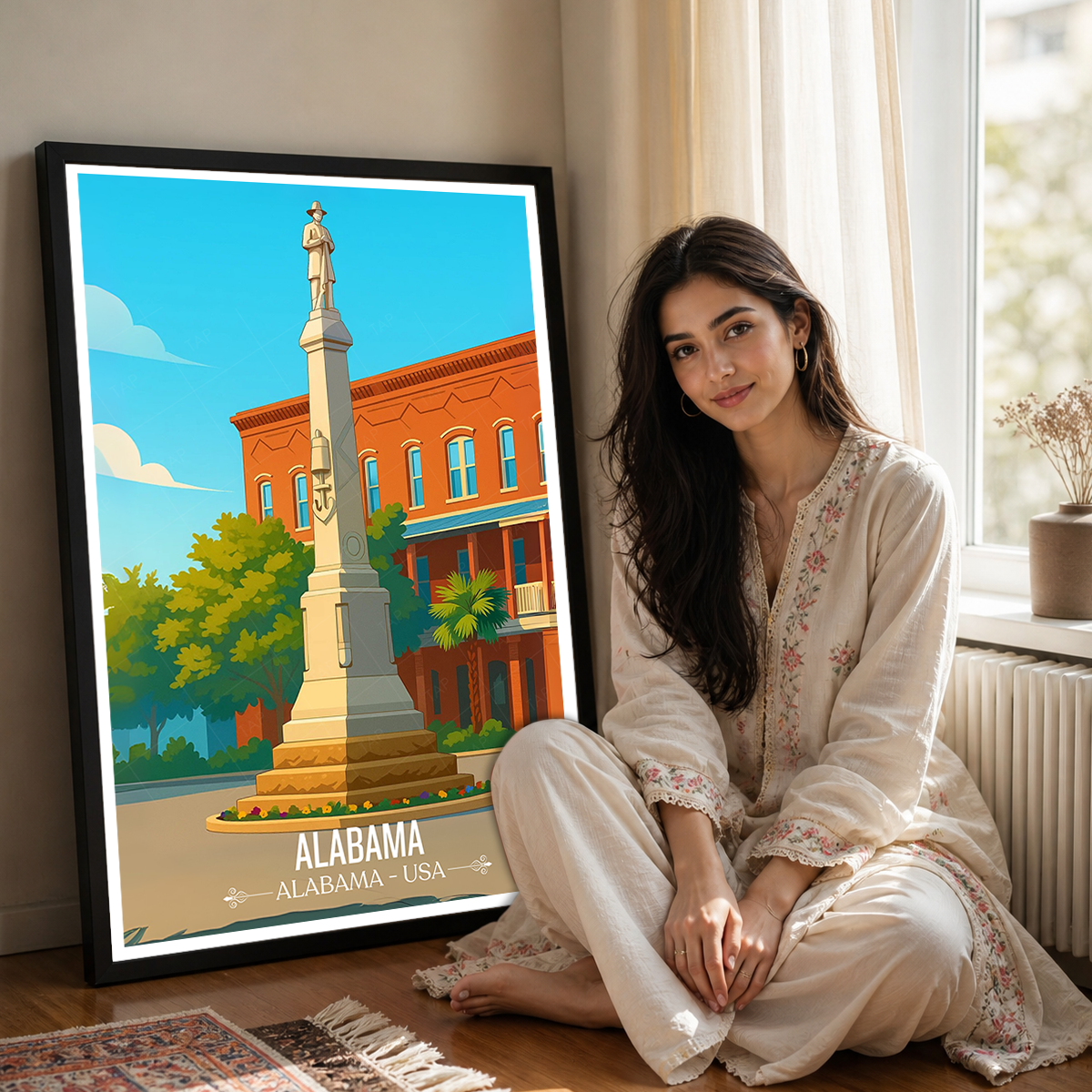 Eufaula - Alabama USA - Travel Wall Art Deco Poster Print