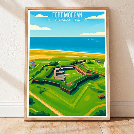 Fort Morgan- Alabama USA - Travel Wall Art Deco Poster Print - Art Print - Travel Art Poster
