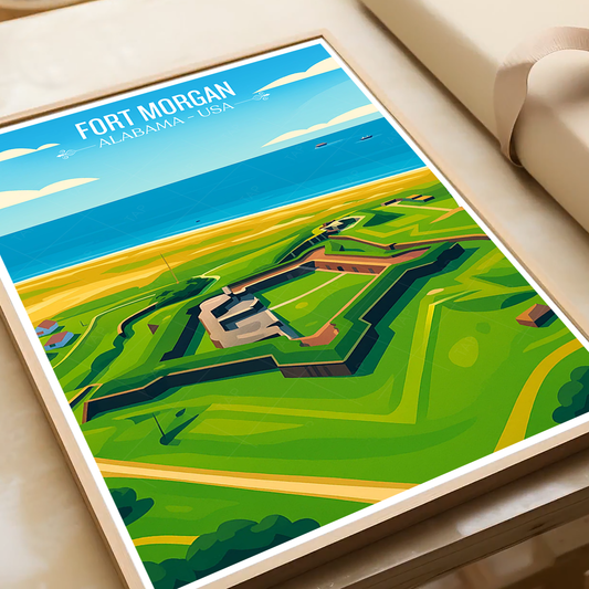 Fort Morgan- Alabama USA - Travel Wall Art Deco Poster Print - Art Print - Travel Art Poster