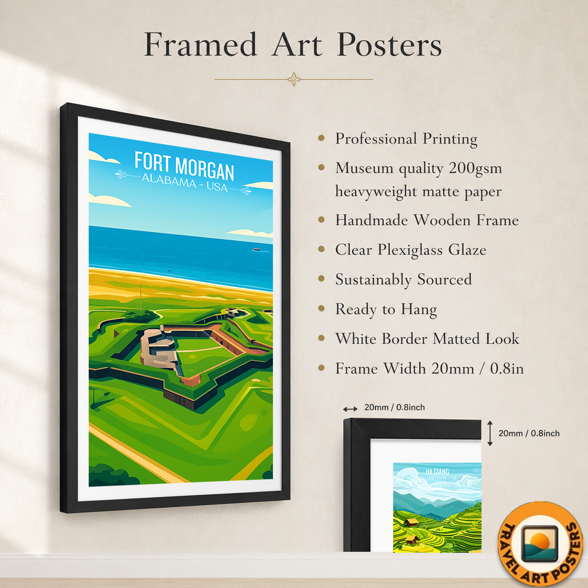 Fort Morgan- Alabama USA - Travel Wall Art Deco Poster Print