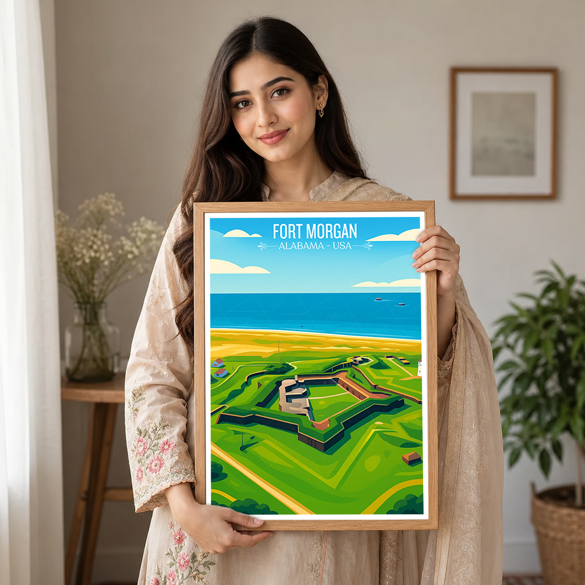 Fort Morgan- Alabama USA - Travel Wall Art Deco Poster Print