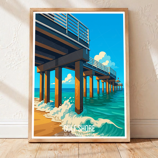 Gulf Shore - Alabama USA - Travel Wall Art Deco Poster Print - Art Print - Travel Art Poster