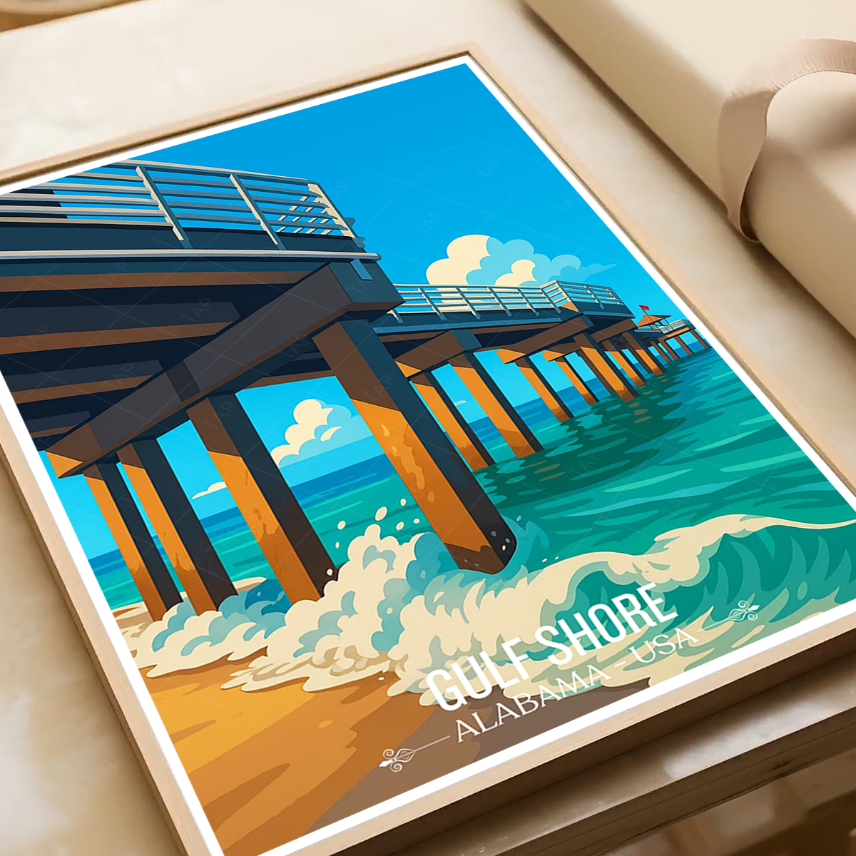Gulf Shore - Alabama USA - Travel Wall Art Deco Poster Print