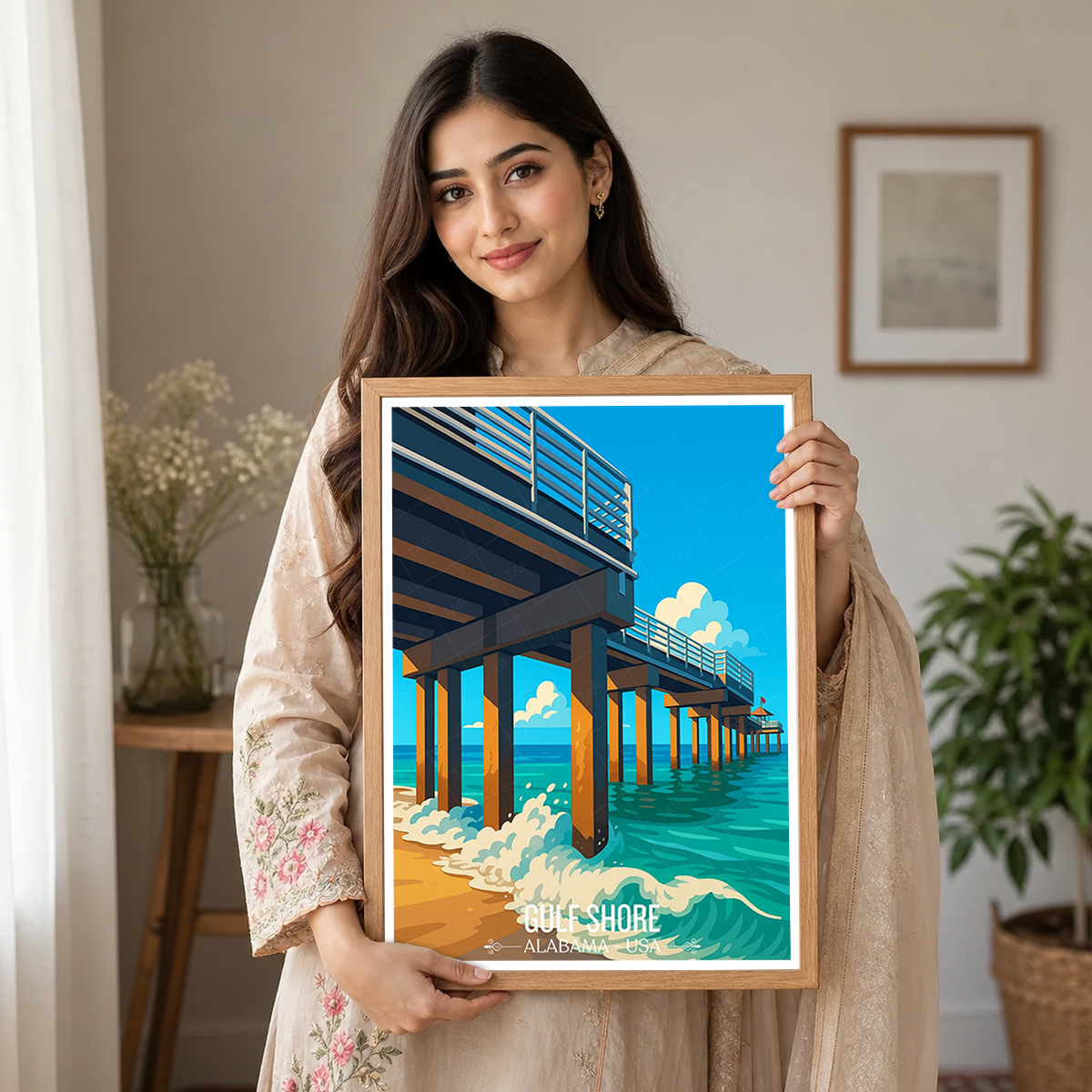 Gulf Shore - Alabama USA - Travel Wall Art Deco Poster Print