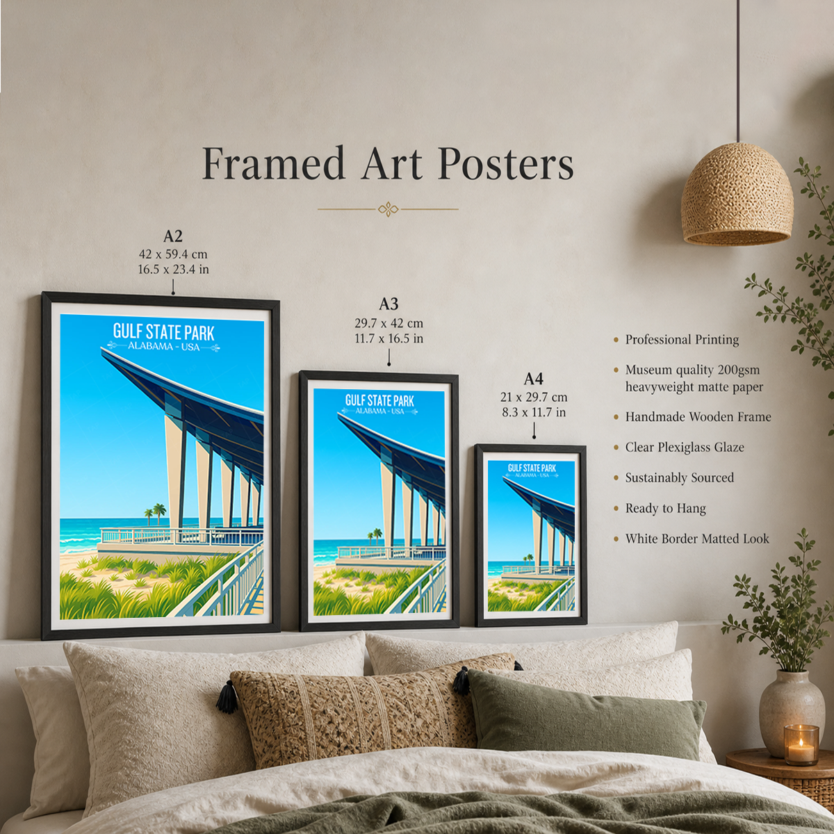 Gulf State Park - Alabama USA - Travel Wall Art Deco Poster Print