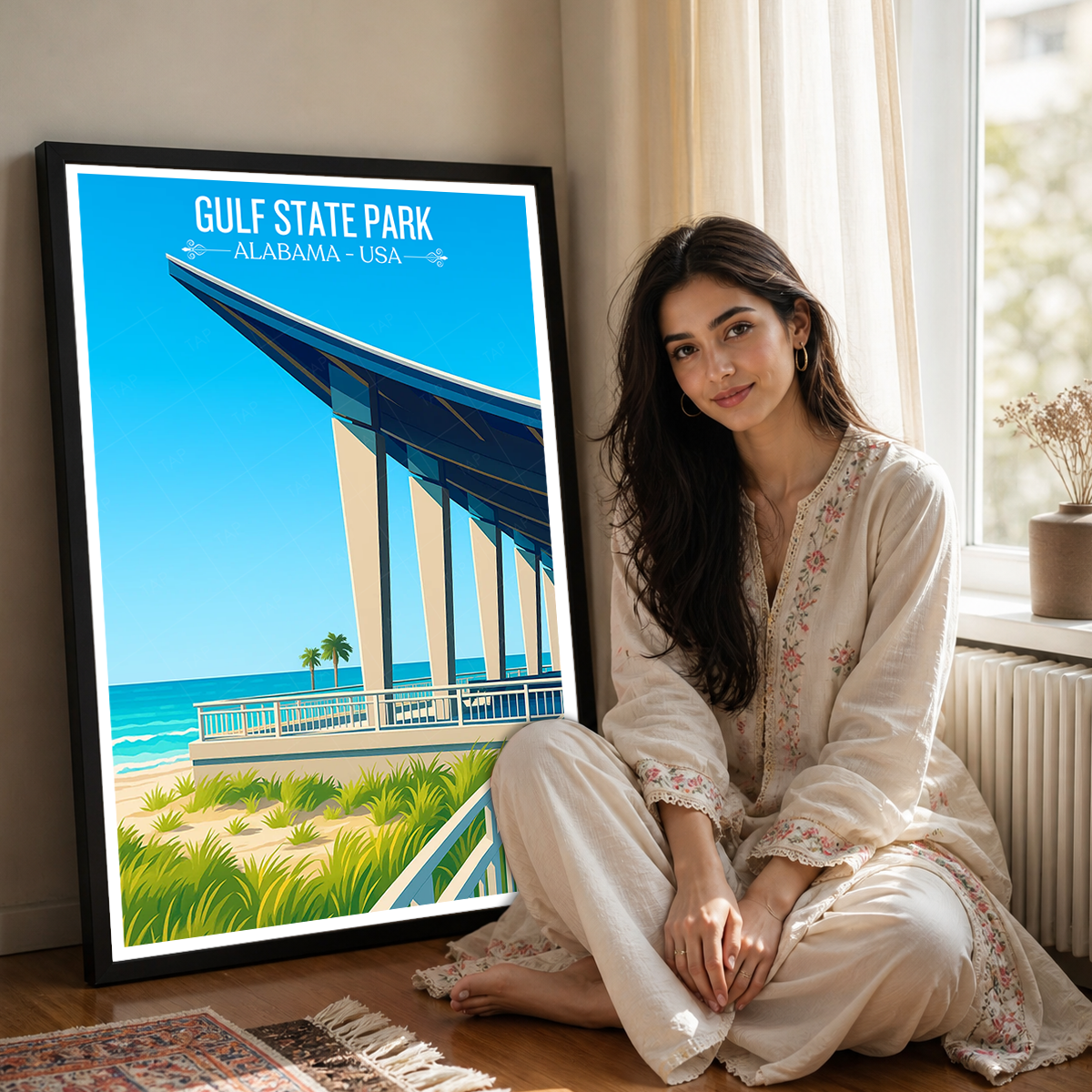 Gulf State Park - Alabama USA - Travel Wall Art Deco Poster Print