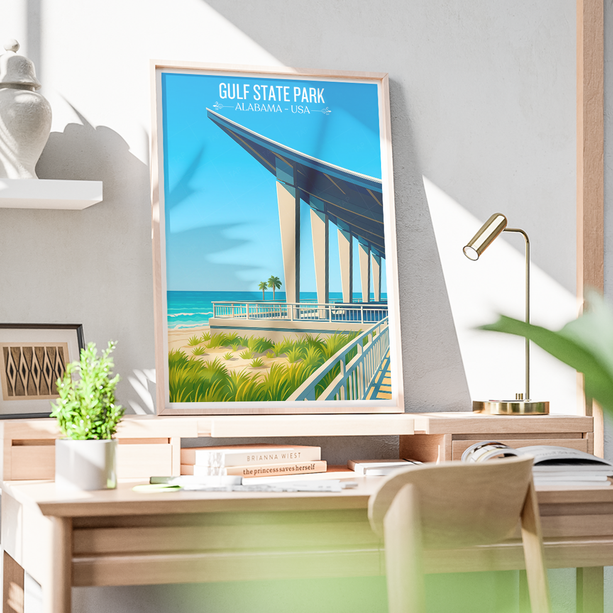 Gulf State Park - Alabama USA - Travel Wall Art Deco Poster Print