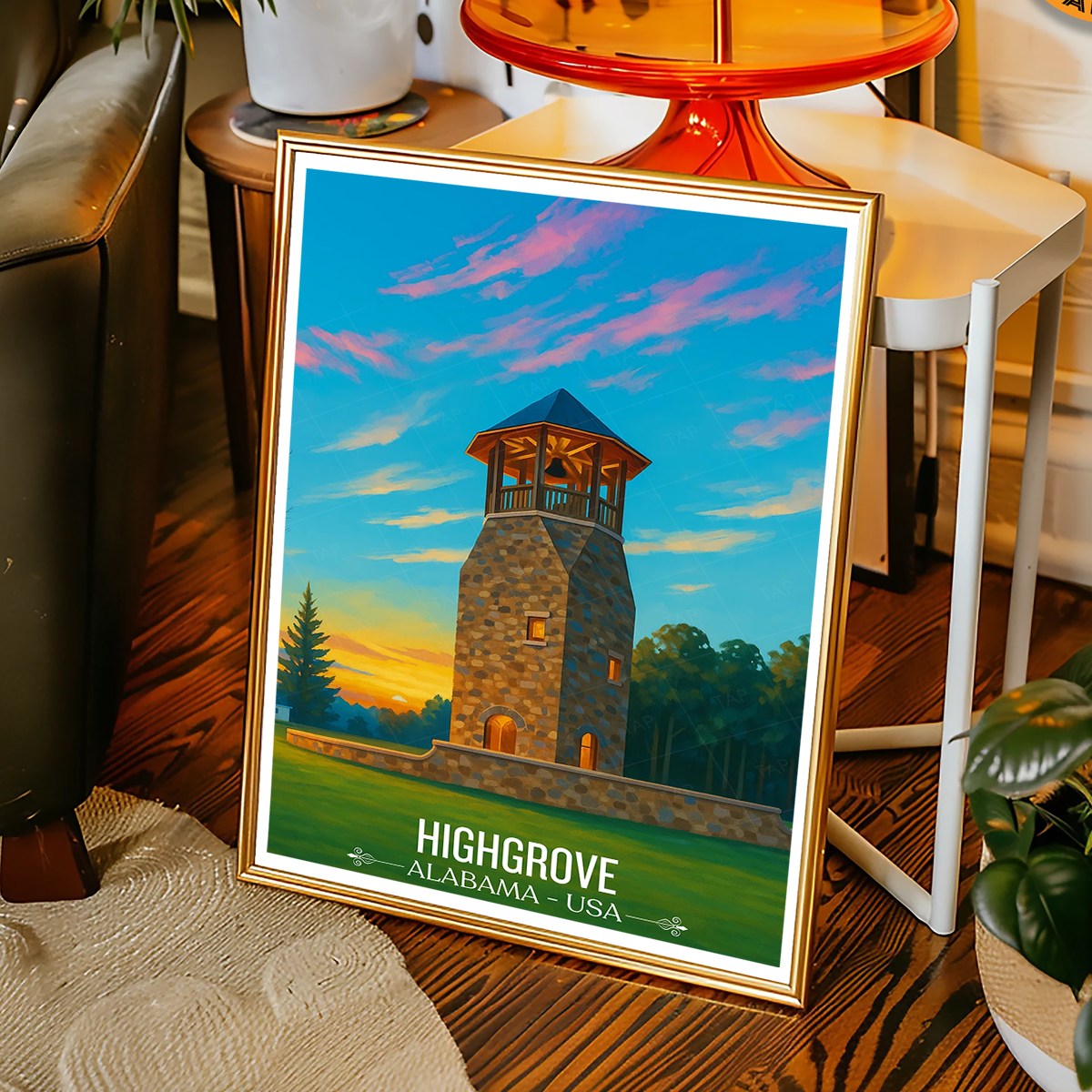 High Grove - Alabama USA - Travel Wall Art Deco Poster Print