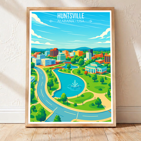 Huntsville - Alabama USA - Travel Wall Art Deco Poster Print - Art Print - Travel Art Poster