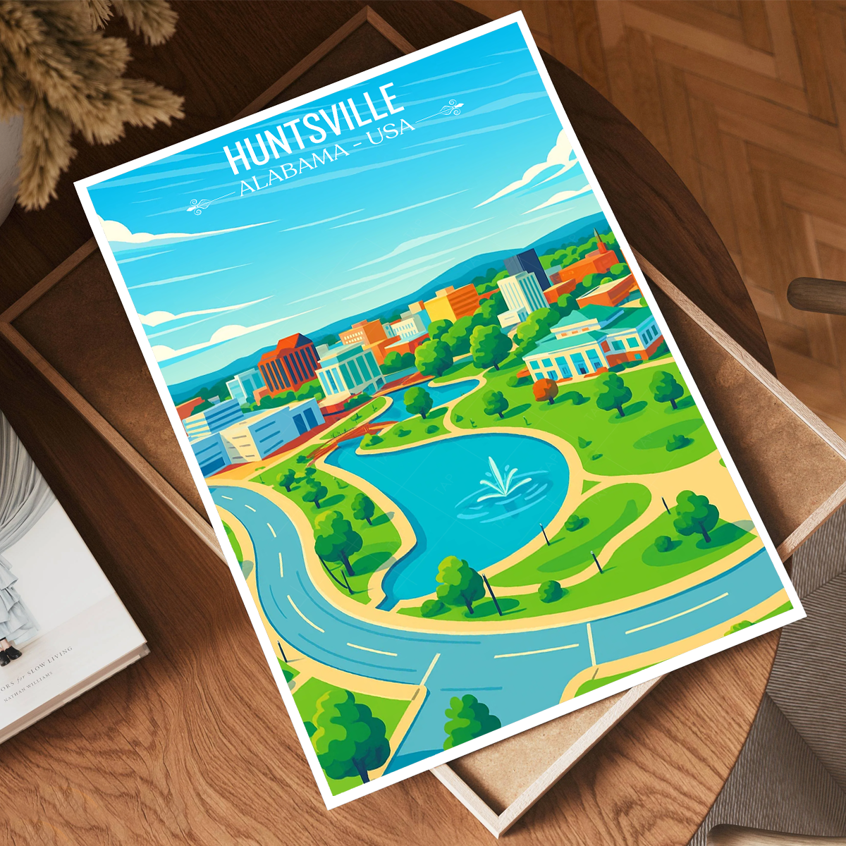Huntsville - Alabama USA - Travel Wall Art Deco Poster Print