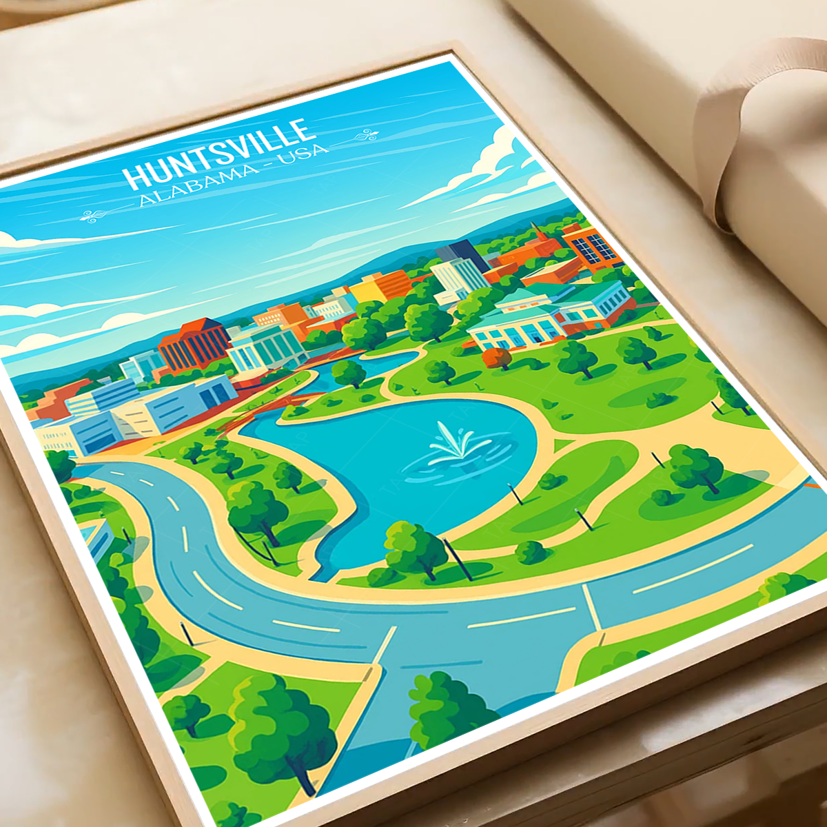 Huntsville - Alabama USA - Travel Wall Art Deco Poster Print