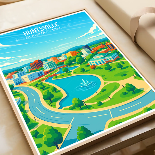 Huntsville - Alabama USA - Travel Wall Art Deco Poster Print - Art Print - Travel Art Poster