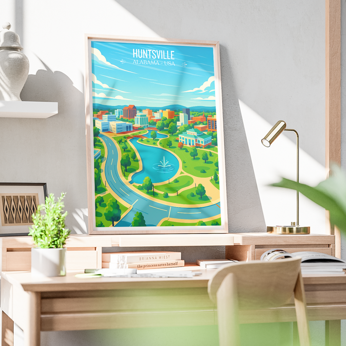 Huntsville - Alabama USA - Travel Wall Art Deco Poster Print