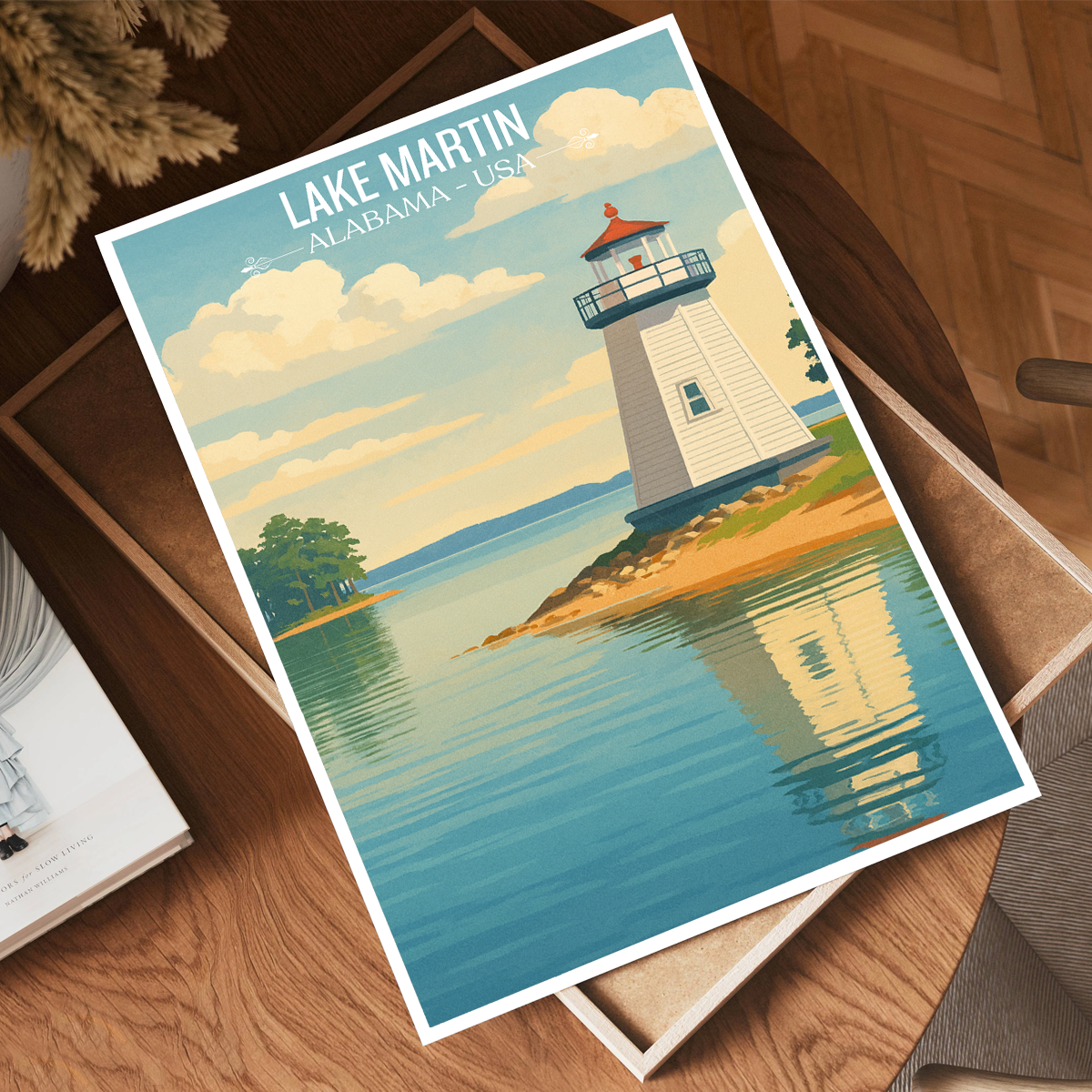 Lake Martin - Alabama USA - Travel Wall Art Deco Poster Print