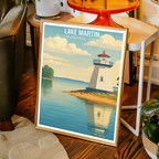 Lake Martin - Alabama USA - Travel Wall Art Deco Poster Print