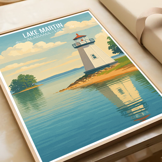 Lake Martin - Alabama USA - Travel Wall Art Deco Poster Print - Art Print - Travel Art Poster