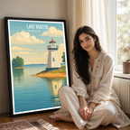 Lake Martin - Alabama USA - Travel Wall Art Deco Poster Print