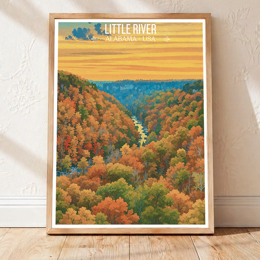 Little River 2 - Alabama USA - Travel Wall Art Deco Poster Print - Art Print - Travel Art Poster