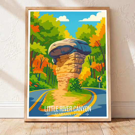 Little River Canyon - Alabama USA - Travel Wall Art Deco Poster Print - Art Print - Travel Art Poster