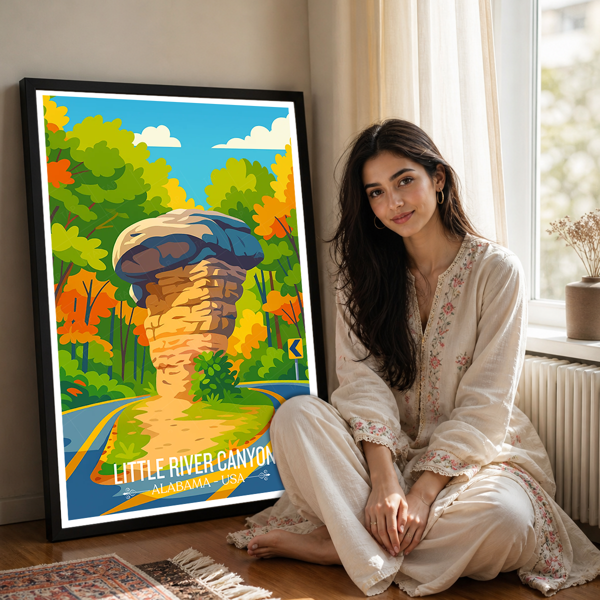 Little River Canyon - Alabama USA - Travel Wall Art Deco Poster Print