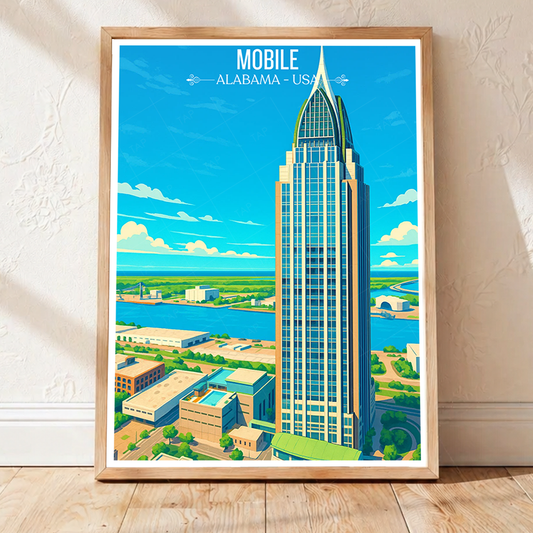 Mobile - Alabama USA - Travel Wall Art Deco Poster Print - Art Print - Travel Art Poster