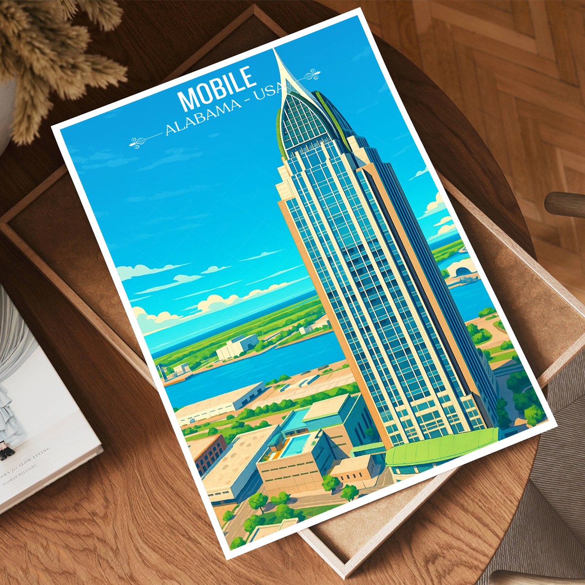 Mobile - Alabama USA - Travel Wall Art Deco Poster Print