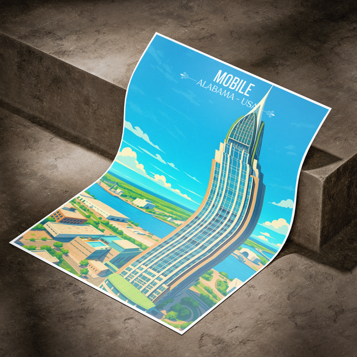 Mobile - Alabama USA - Travel Wall Art Deco Poster Print