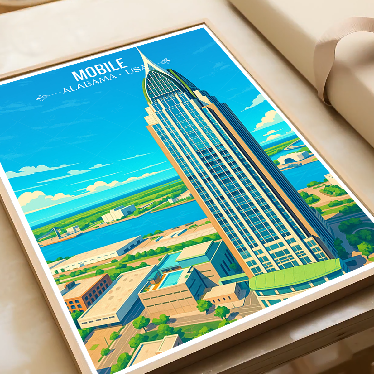 Mobile - Alabama USA - Travel Wall Art Deco Poster Print