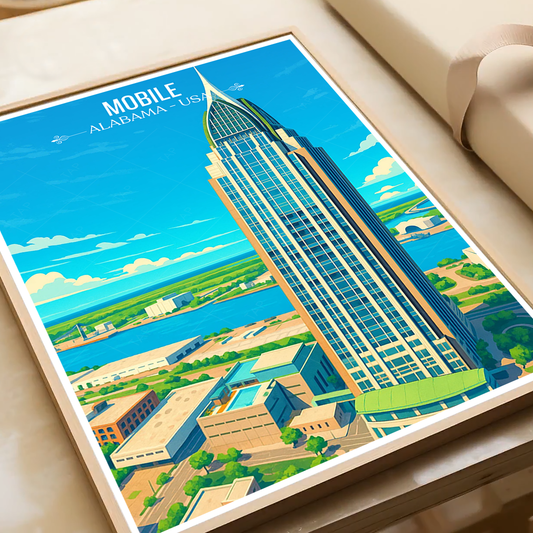 Mobile - Alabama USA - Travel Wall Art Deco Poster Print - Art Print - Travel Art Poster