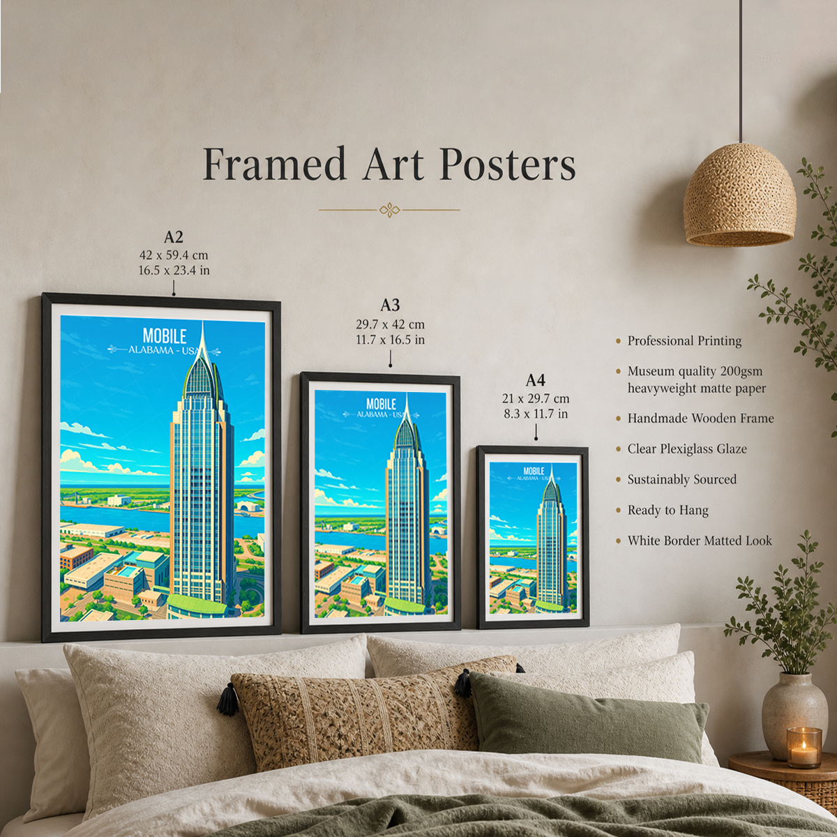 Mobile - Alabama USA - Travel Wall Art Deco Poster Print