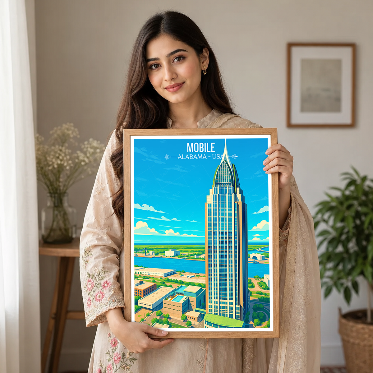 Mobile - Alabama USA - Travel Wall Art Deco Poster Print