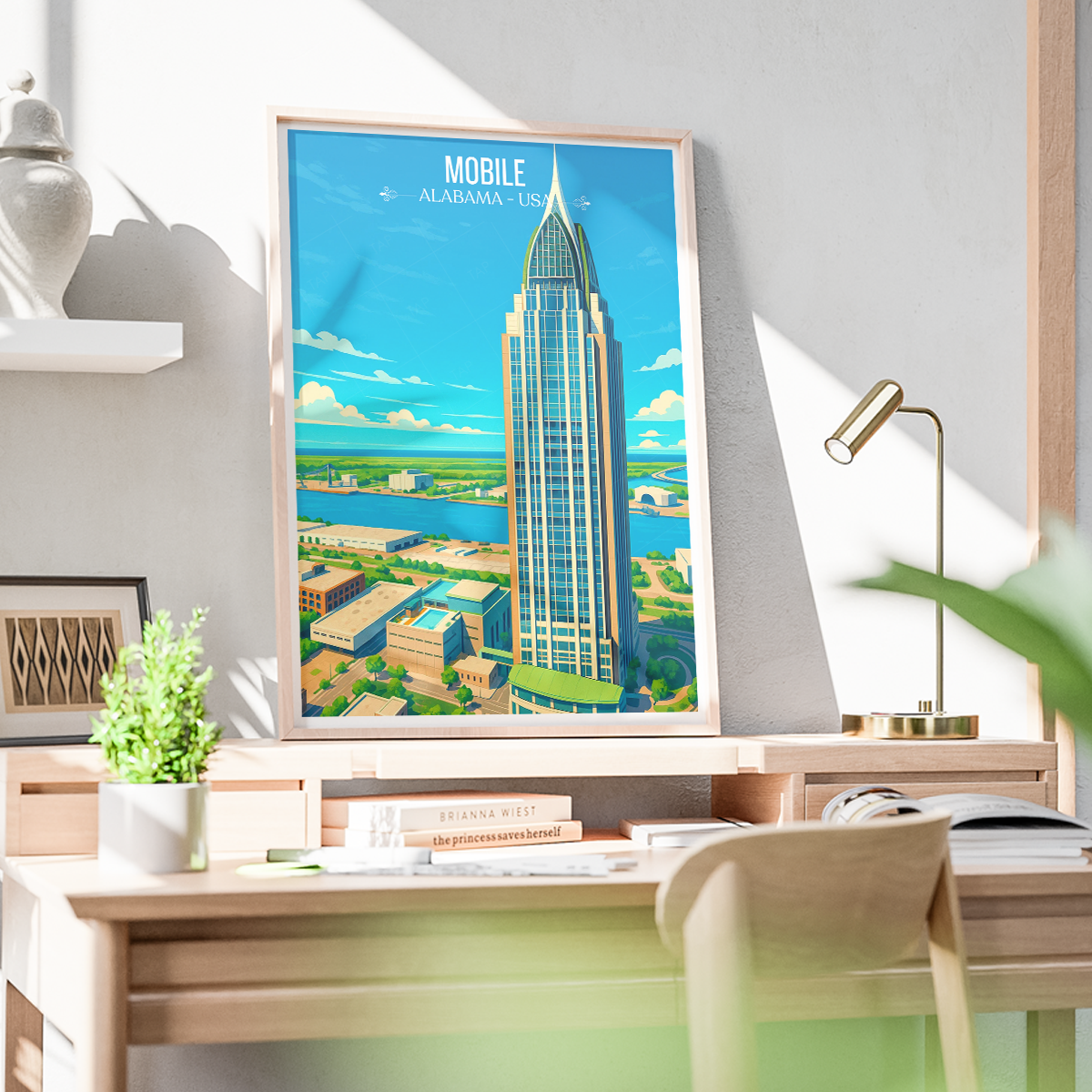 Mobile - Alabama USA - Travel Wall Art Deco Poster Print