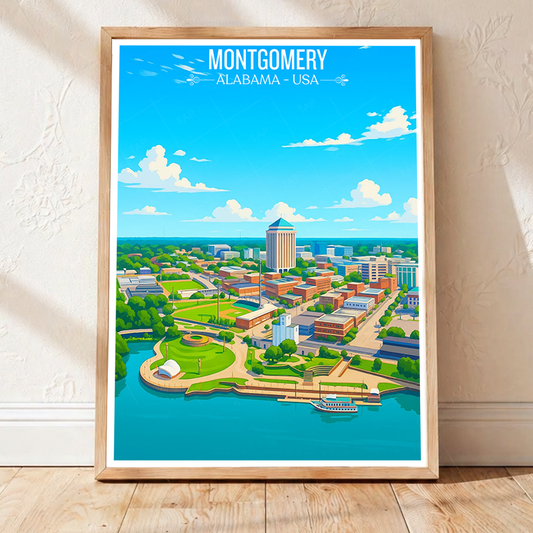Montgomery - Alabama USA - Travel Wall Art Deco Poster Print - Art Print - Travel Art Poster