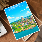 Montgomery - Alabama USA - Travel Wall Art Deco Poster Print