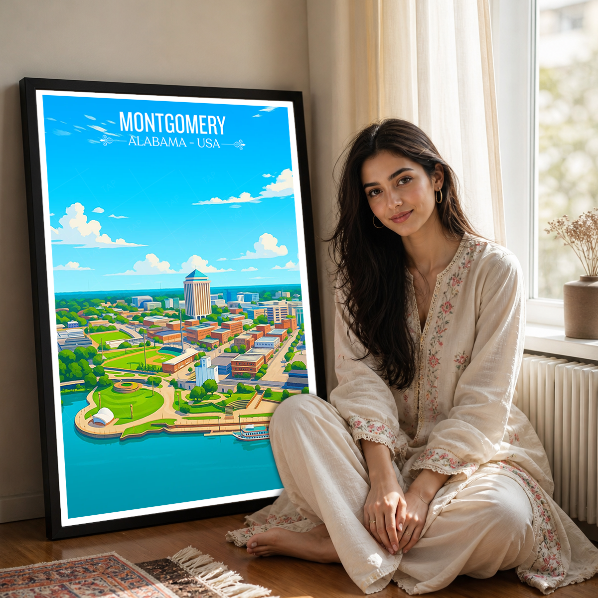 Montgomery - Alabama USA - Travel Wall Art Deco Poster Print