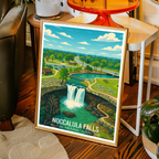 Noccalula Falls - Alabama USA - Travel Wall Art Deco Poster Print