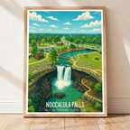 Noccalula Falls - Alabama USA - Travel Wall Art Deco Poster Print