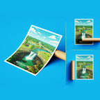 Noccalula Falls - Alabama USA - Travel Wall Art Deco Poster Print