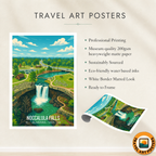 Noccalula Falls - Alabama USA - Travel Wall Art Deco Poster Print