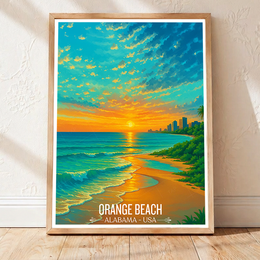 Orange Beach - Alabama USA - Travel Wall Art Deco Poster Print - Art Print - Travel Art Poster