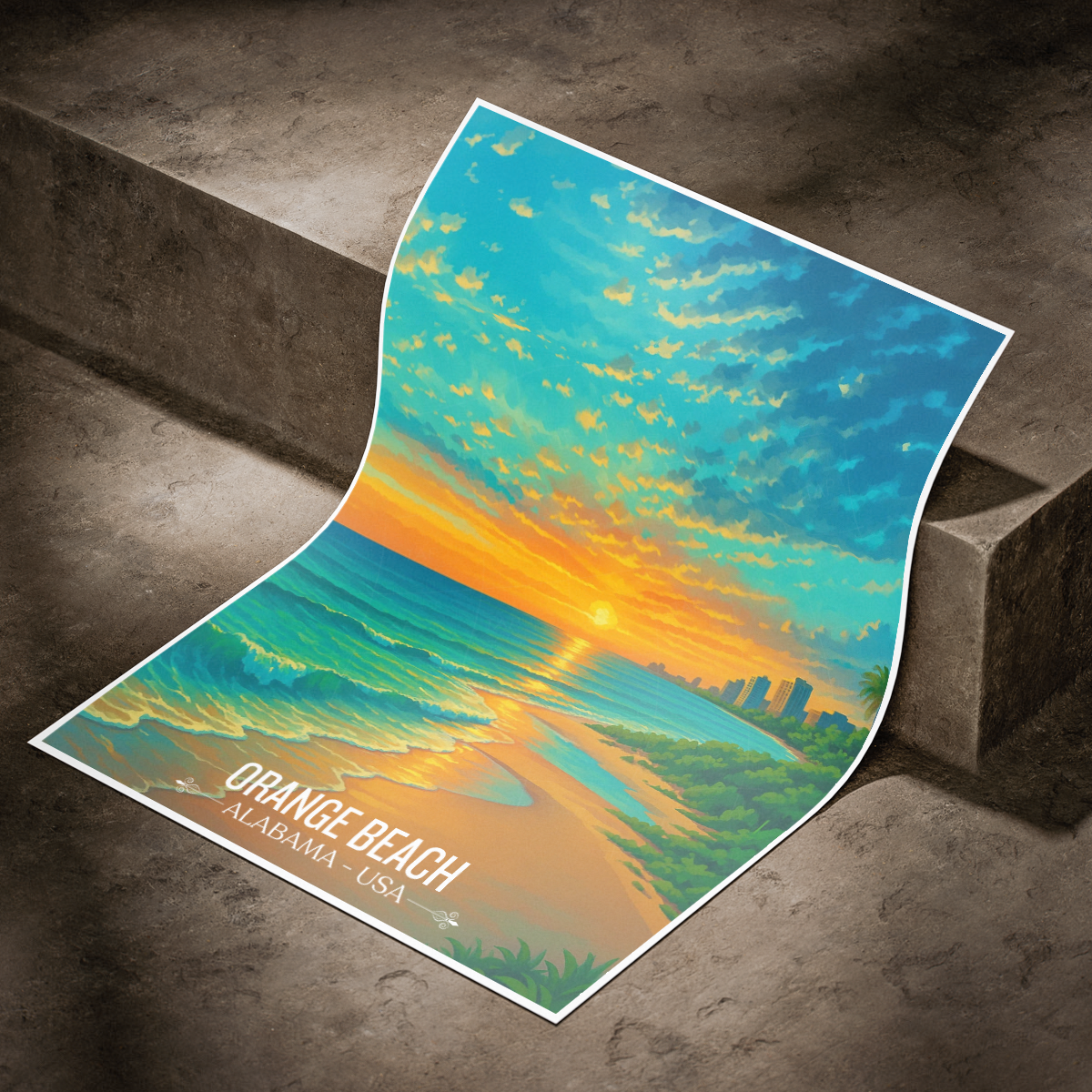 Orange Beach - Alabama USA - Travel Wall Art Deco Poster Print