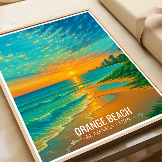 Orange Beach - Alabama USA - Travel Wall Art Deco Poster Print - Art Print - Travel Art Poster